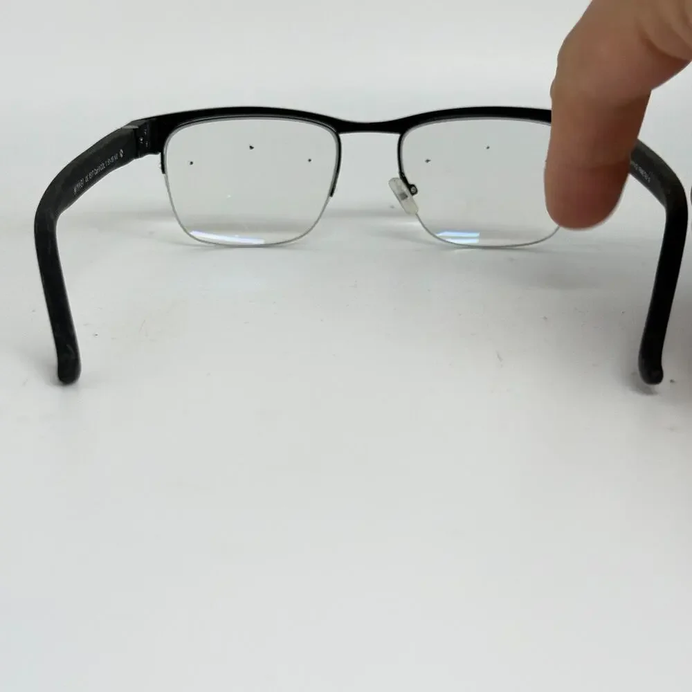 MIYAGI 1517‎ Carl II 1 Black Mens Square Half Rim Eyeglasses 51-19-140 20063